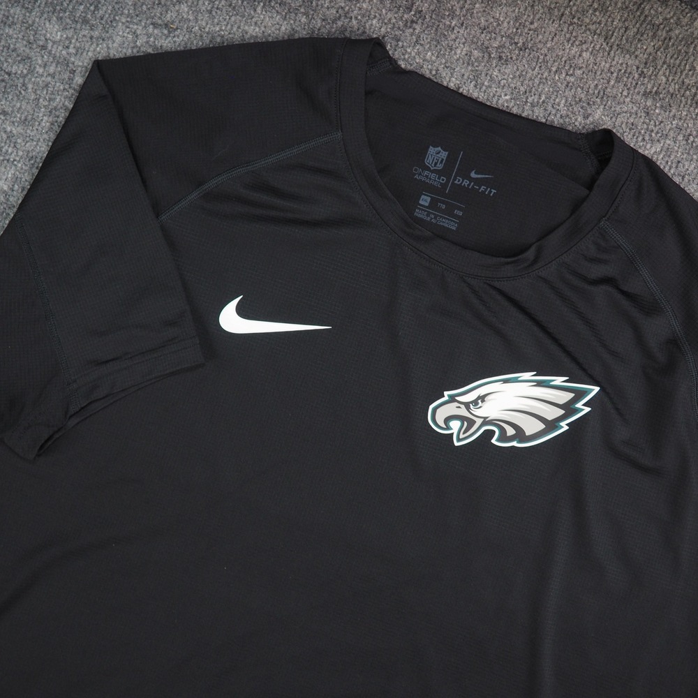 Philadelphia Eagles Shirt Mens XXL Nike Dri-Fit Black Solid NFL Training Active